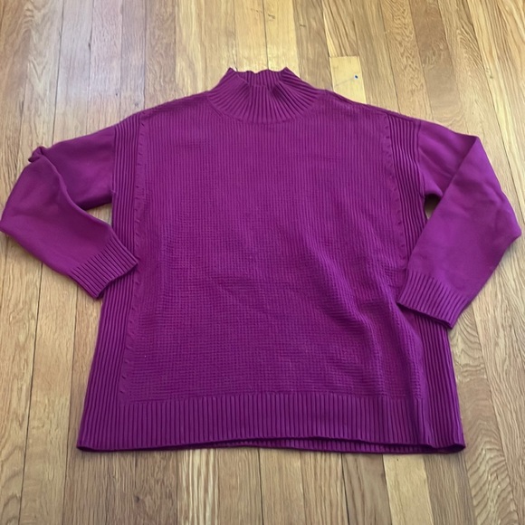 Talbots Sweaters - Talbots • EEUC lambswool purple waffle knit purple mock neck sweater• size Large
